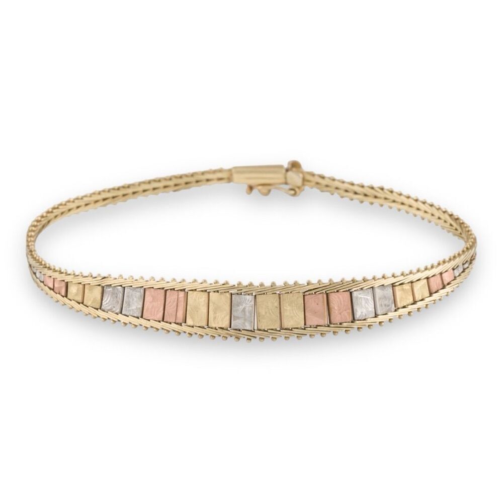 14k TriColor Gold Chain Bracelet 14k Yellow Gold 14k White Gold 14k Rose Gold